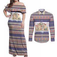 Polar Bears Christma Christmas Couples Matching Off Shoulder Maxi Dress and Long Sleeve Button Shirt Xmas Holiday Patterns - Wonder Print Shop