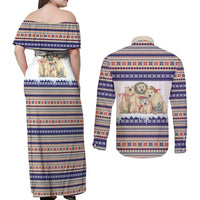 Polar Bears Christma Christmas Couples Matching Off Shoulder Maxi Dress and Long Sleeve Button Shirt Xmas Holiday Patterns - Wonder Print Shop
