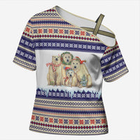 Polar Bears Christma Christmas Cross Shoulder Shirt Xmas Holiday Patterns - Wonder Print Shop