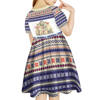 Polar Bears Christma Christmas Kid Short Sleeve Dress Xmas Holiday Patterns - Wonder Print Shop