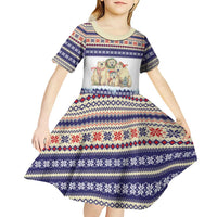 Polar Bears Christma Christmas Kid Short Sleeve Dress Xmas Holiday Patterns - Wonder Print Shop