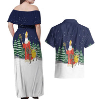Saint Nicholas Christmas Couples Matching Off Shoulder Maxi Dress and Hawaiian Shirt Xmas Holiday Patterns - Wonder Print Shop