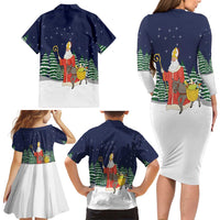 Saint Nicholas Christmas Family Matching Long Sleeve Bodycon Dress and Hawaiian Shirt Xmas Holiday Patterns - Wonder Print Shop