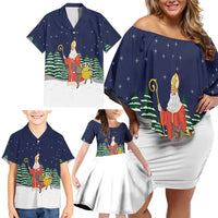 Saint Nicholas Christmas Family Matching Off Shoulder Short Dress and Hawaiian Shirt Xmas Holiday Patterns - Wonder Print Shop