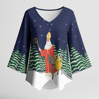 Saint Nicholas Christmas Kimono Sleeve Blouse Xmas Holiday Patterns - Wonder Print Shop