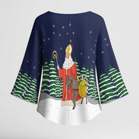 Saint Nicholas Christmas Kimono Sleeve Blouse Xmas Holiday Patterns - Wonder Print Shop
