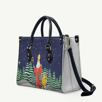 Saint Nicholas Christmas Leather Bag Xmas Holiday Patterns - Wonder Print Shop