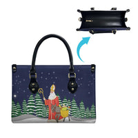 Saint Nicholas Christmas Leather Bag Xmas Holiday Patterns - Wonder Print Shop