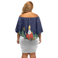 Saint Nicholas Christmas Off Shoulder Short Dress Xmas Holiday Patterns - Wonder Print Shop