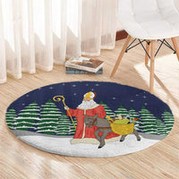 Saint Nicholas Christmas Round Carpet Xmas Holiday Patterns - Wonder Print Shop