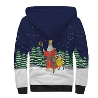 Saint Nicholas Christmas Sherpa Hoodie Xmas Holiday Patterns - Wonder Print Shop