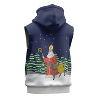 Saint Nicholas Christmas Sleeveless Zip Hoodie Xmas Holiday Patterns - Wonder Print Shop