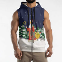 Saint Nicholas Christmas Sleeveless Zip Hoodie Xmas Holiday Patterns - Wonder Print Shop