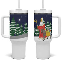 Saint Nicholas Christmas Tumbler With Handle Xmas Holiday Patterns - Wonder Print Shop