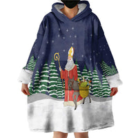 Saint Nicholas Christmas Wearable Blanket Hoodie Xmas Holiday Patterns - Wonder Print Shop