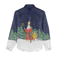 Saint Nicholas Christmas Women Casual Shirt Xmas Holiday Patterns - Wonder Print Shop