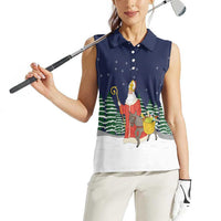 Saint Nicholas Christmas Women Sleeveless Polo Shirt Xmas Holiday Patterns - Wonder Print Shop