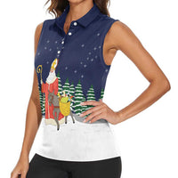 Saint Nicholas Christmas Women Sleeveless Polo Shirt Xmas Holiday Patterns - Wonder Print Shop