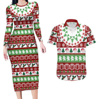 Snowman Tree Christmas Couples Matching Long Sleeve Bodycon Dress and Hawaiian Shirt Xmas Holiday Patterns - Wonder Print Shop