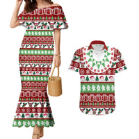 Snowman Tree Christmas Couples Matching Mermaid Dress and Hawaiian Shirt Xmas Holiday Patterns - Wonder Print Shop
