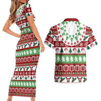 Snowman Tree Christmas Couples Matching Short Sleeve Bodycon Dress and Hawaiian Shirt Xmas Holiday Patterns - Wonder Print Shop