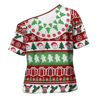 Snowman Tree Christmas Cross Shoulder Shirt Xmas Holiday Patterns - Wonder Print Shop