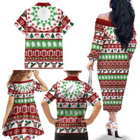 Snowman Tree Christmas Family Matching Off The Shoulder Long Sleeve Dress and Hawaiian Shirt Xmas Holiday Patterns - Wonder Print Shop