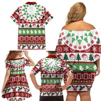 Snowman Tree Christmas Family Matching Off Shoulder Short Dress and Hawaiian Shirt Xmas Holiday Patterns - Wonder Print Shop