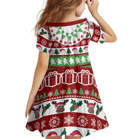 Snowman Tree Christmas Kid Short Sleeve Dress Xmas Holiday Patterns - Wonder Print Shop