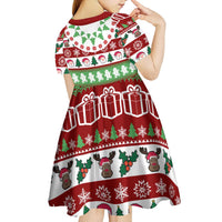 Snowman Tree Christmas Kid Short Sleeve Dress Xmas Holiday Patterns - Wonder Print Shop