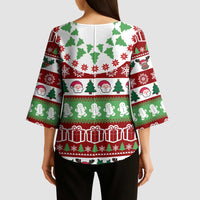 Snowman Tree Christmas Kimono Sleeve Blouse Xmas Holiday Patterns - Wonder Print Shop
