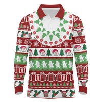 Snowman Tree Christmas Long Sleeve Polo Shirt Xmas Holiday Patterns - Wonder Print Shop