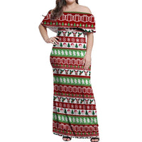 Snowman Tree Christmas Off Shoulder Maxi Dress Xmas Holiday Patterns - Wonder Print Shop