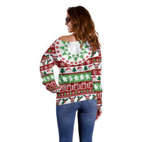 Snowman Tree Christmas Off Shoulder Sweater Xmas Holiday Patterns - Wonder Print Shop