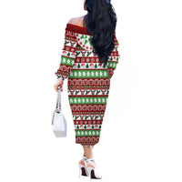 Snowman Tree Christmas Off The Shoulder Long Sleeve Dress Xmas Holiday Patterns - Wonder Print Shop
