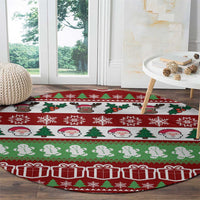 Snowman Tree Christmas Round Carpet Xmas Holiday Patterns - Wonder Print Shop