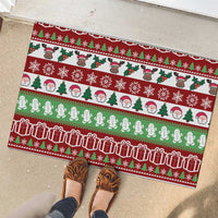 Snowman Tree Christmas Rubber Doormat Xmas Holiday Patterns - Wonder Print Shop