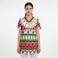 Snowman Tree Christmas Scrub Top Xmas Holiday Patterns - Wonder Print Shop