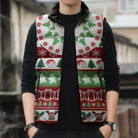 Snowman Tree Christmas Sleeveless Puffer Jacket Xmas Holiday Patterns - Wonder Print Shop