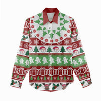 Snowman Tree Christmas Women Casual Shirt Xmas Holiday Patterns - Wonder Print Shop