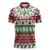 Snowman Tree Christmas Zipper Polo Shirt Xmas Holiday Patterns - Wonder Print Shop