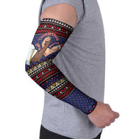 Santa And Jesus Christmas Christmas Arm Sleeves Xmas Holiday Patterns - Wonder Print Shop