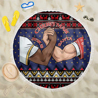 Santa And Jesus Christmas Christmas Beach Blanket Xmas Holiday Patterns - Wonder Print Shop