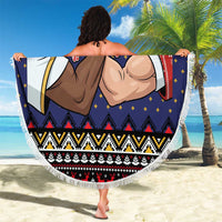 Santa And Jesus Christmas Christmas Beach Blanket Xmas Holiday Patterns - Wonder Print Shop