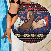 Santa And Jesus Christmas Christmas Beach Blanket Xmas Holiday Patterns - Wonder Print Shop