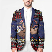 Santa And Jesus Christmas Christmas Blazer Xmas Holiday Patterns - Wonder Print Shop