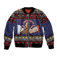 Santa And Jesus Christmas Christmas Bomber Jacket Xmas Holiday Patterns - Wonder Print Shop