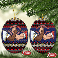 Santa And Jesus Christmas Ceramic Ornament Xmas Holiday Patterns - Wonder Print Shop