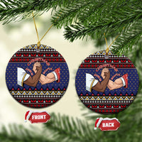 Santa And Jesus Christmas Ceramic Ornament Xmas Holiday Patterns - Wonder Print Shop