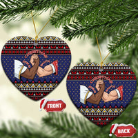 Santa And Jesus Christmas Ceramic Ornament Xmas Holiday Patterns - Wonder Print Shop